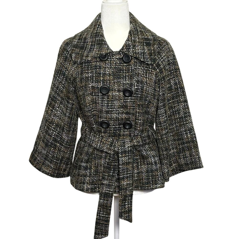 Tahari ASL Classics Tweed Belted Blazer Jacket Women's 6 Black